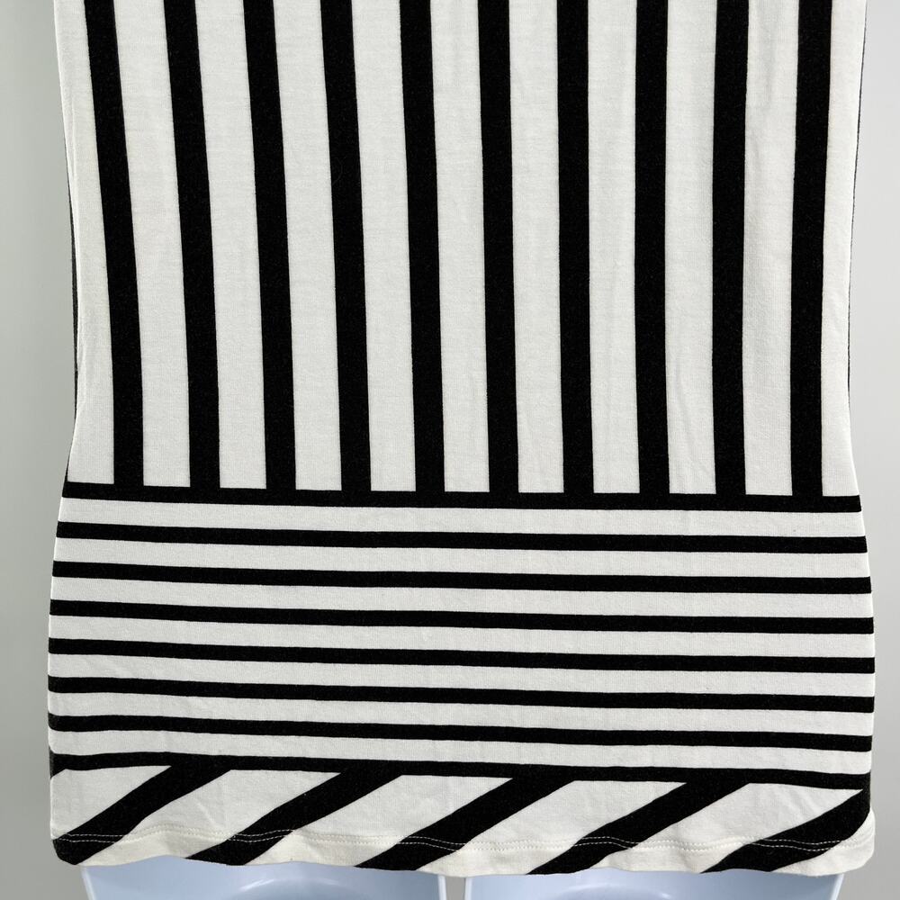 Peter Som Black White Contrast Stripe Faux Wrap Sleeveless Knit Top S - Picture 9 of 14